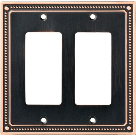 Franklin Brass Classic Beaded Double Rocker / GFI Outlet Wall Plate Bronze with Copper Hightlights
