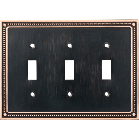Franklin Brass Classic Beaded Triple Toggle Switch Wall Plate Bronze with Copper Hightlights