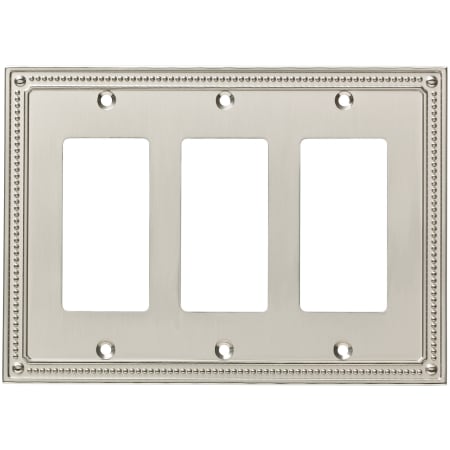 Franklin Brass Classic Beaded Triple Rocker / GFI Outlet Wall Plate Brushed Nickel