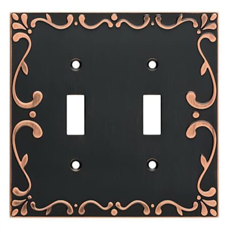 Franklin Brass Classic Lace Double Toggle Switch Wall Plate Bronze with Copper Hightlights