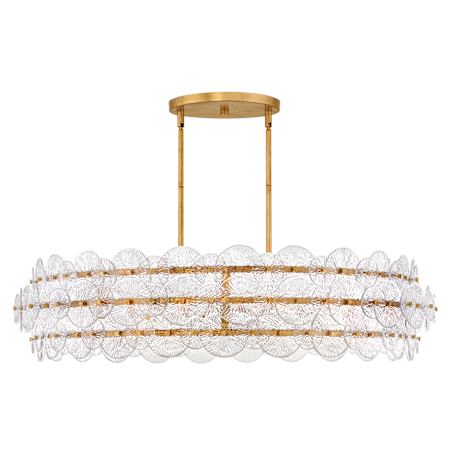 Fredrick Ramond Rene 8 Light 45" Wide Ring Chandelier with Pressed Glass Disks Distressed Brass