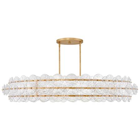 Fredrick Ramond Rene 10 Light 60" Wide Ring Chandelier with Pressed Glass Disks Distressed Brass