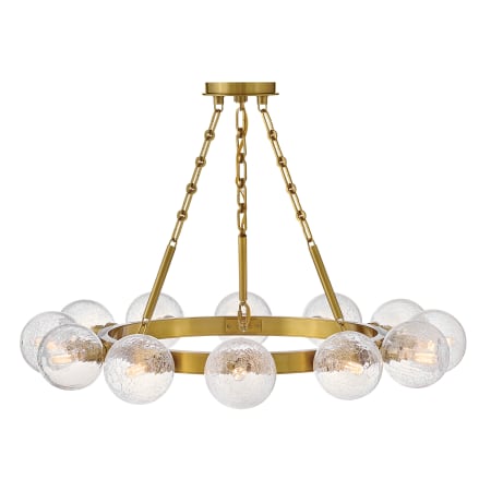Fredrick Ramond Coco 12 Light 32" Wide Ring Chandelier with Crackle Glass Shades Lacquered Brass