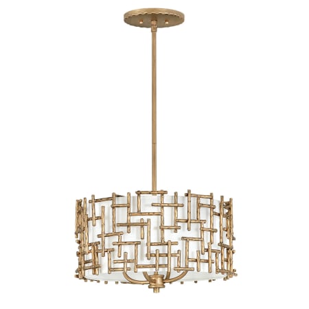 Fredrick Ramond Farrah 16" Wide Single Pendant with White Fabric Shade Burnished Gold