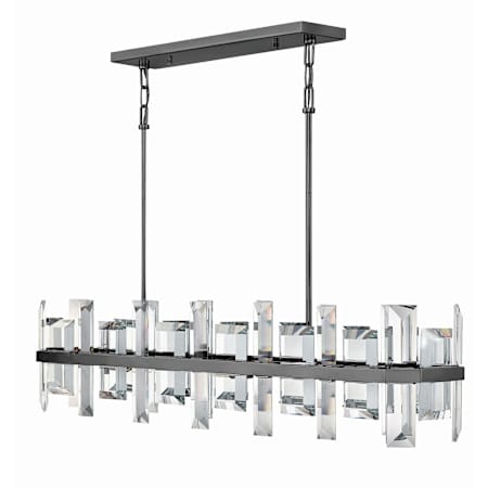 Fredrick Ramond Odette 8 Light 42" Wide Linear Chandelierwith Emerald Cut Crystal Panels Gunmetal