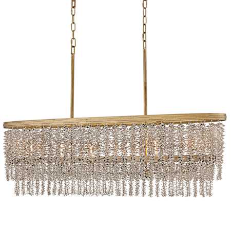 Fredrick Ramond Rubina 6 Light 48" Wide Crystal Linear Chandelier Burnished Gold / Light Amber