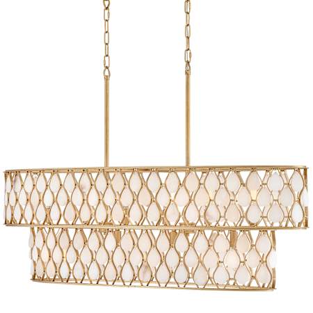 Fredrick Ramond Estie 10 Light 48" Wide Linear Chandelier Piastra Gold