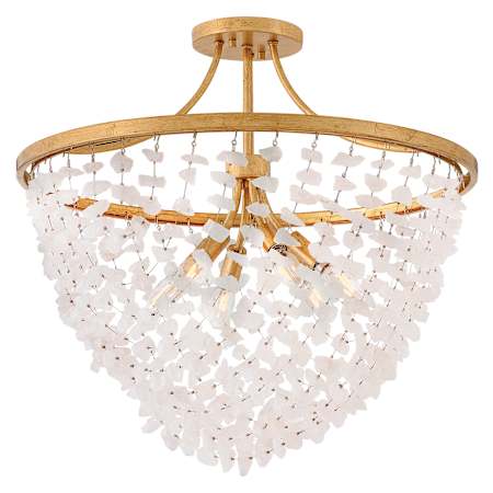 Fredrick Ramond Myra 6 Light 24" Wide Semi-Flush Bowl Ceiling Fixture Distressed Brass