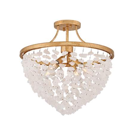 Fredrick Ramond Myra 4 Light 18" Wide Semi-flush Ceiling Fixture Distressed Brass