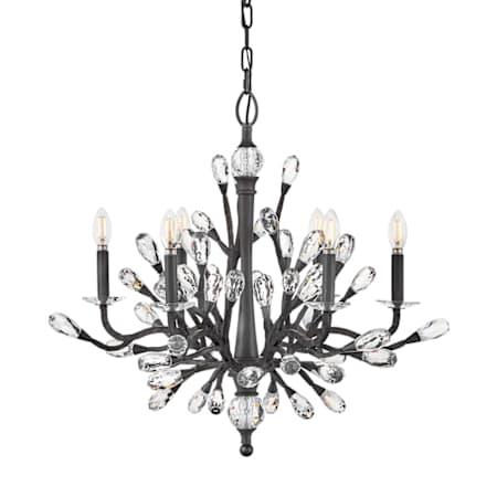 Fredrick Ramond Eve 6 Light 26" Wide LED Crystal Candle Style Chandelier Brushed Graphite