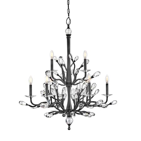Fredrick Ramond Eve 9 Light 33" Wide LED Crystal Candle Style Chandelier Brushed Graphite