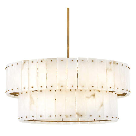Fredrick Ramond Simone 8 Light 34" Wide Waterfall Chandelier with Alabaster Shades Burnished Gold