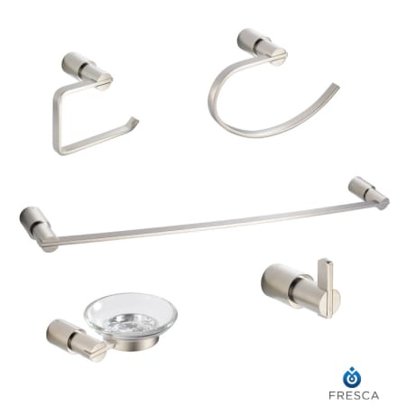 Fresca Magnifico Five Piece Bathroom Accessory Set Brushed Nickel