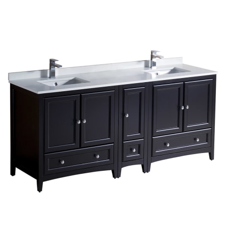 Fresca Oxford 72" Free Standing Vanity Set with Wood Cabinet, Quartz Vanity Top, and Dual Undermount Sinks Espresso