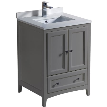 Fresca Oxford 24" Free Standing Vanity Set with Wood Cabinet, Quartz Vanity Top, and Single Undermount Sink Gray