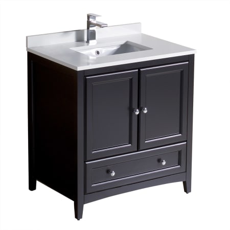 Fresca Oxford 30" Free Standing Vanity Set with Wood Cabinet, Quartz Vanity Top, and Single Undermount Sink Espresso