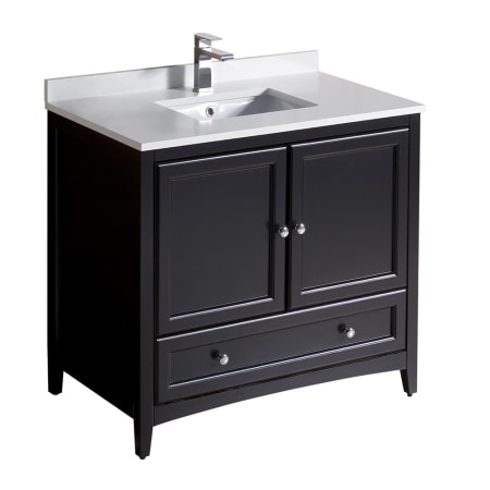 Fresca Oxford 36" Free Standing Vanity Set with Wood Cabinet, Quartz Vanity Top, and Single Undermount Sink Espresso