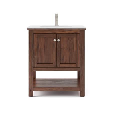 Fresca Manchester 30" Free Standing Single Basin Vanity Set with Wood Cabinet and Ceramic Vanity Top Warm Walnut
