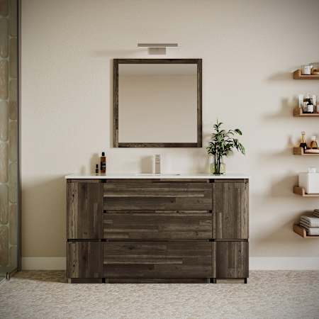 Fresca Formosa 60" Free Standing Single Basin Vanity Set with Cabinet and Quartz Vanity Top Acacia Wood / Countertop White