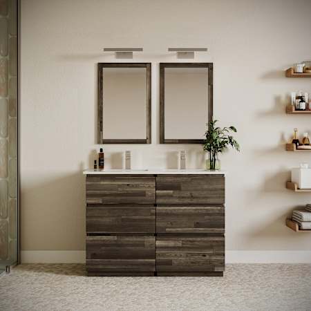 Fresca Formosa 48" Free Standing Double Basin Vanity Set with Cabinet and Quartz Vanity Top Acacia Wood / Countertop White