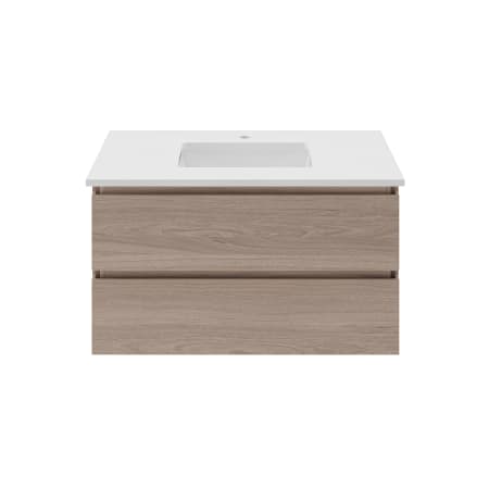 Fresca Formosa 36" Wall Mounted Single Basin Vanity Set with Cabinet, Quartz Vanity Top, and Framed Mirror Vanilla Oak