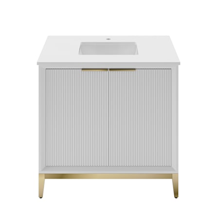 Fresca Wellington 36" Free Standing Single Basin Vanity Set with Cabinet and Quartz Vanity Top White