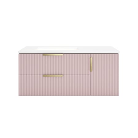 Fresca Camille 36" Wall Mounted Single Basin Vanity Set with Cabinet and Quartz Vanity Top Vintage Rose