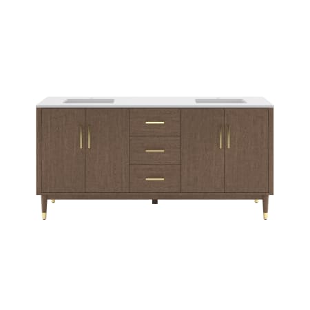 Fresca Sawyer 72" Free Standing Double Basin Vanity Set with Cabinet and Quartz Vanity Top Mocha Birch