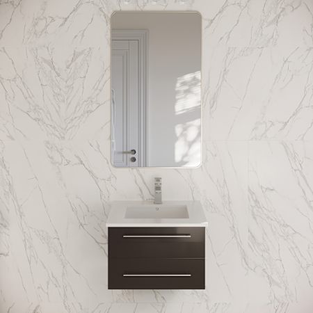 Fresca Lucera 24" Wall Mounted Single Basin Vanity Set with Cabinet and Quartz Vanity Top Espresso