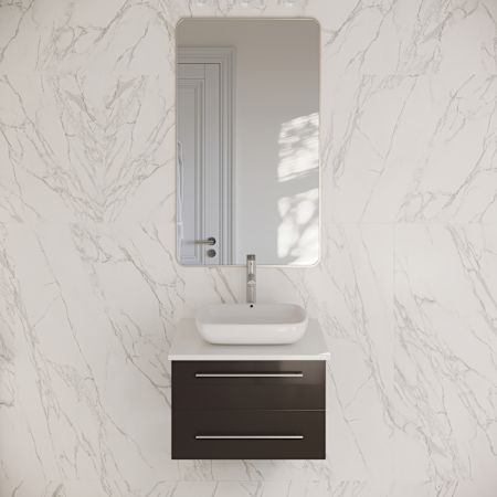 Fresca Lucera 24" Wall Mounted Single Basin Vanity Set with Cabinet and Quartz Vanity Top Espresso