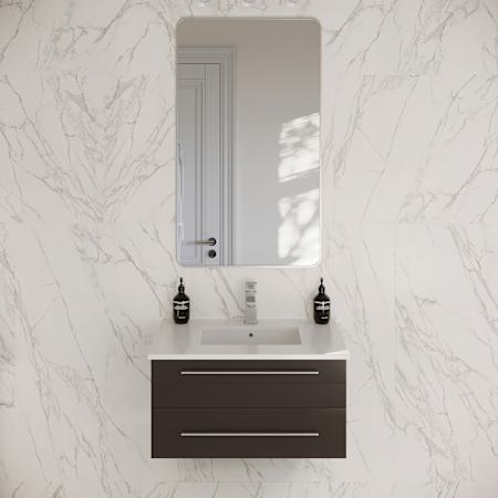 Fresca Lucera 30" Wall Mounted Single Basin Vanity Set with Cabinet and Quartz Vanity Top Espresso
