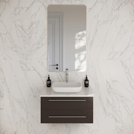Fresca Lucera 30" Wall Mounted Single Basin Vanity Set with Cabinet and Quartz Vanity Top Espresso