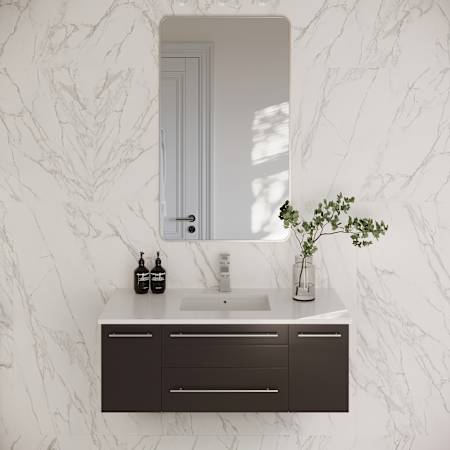 Fresca Lucera 42" Wall Mounted Single Basin Vanity Set with Cabinet and Quartz Vanity Top Espresso