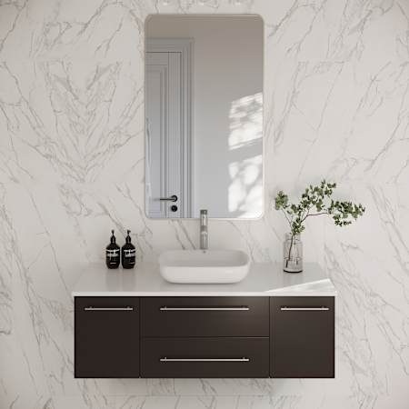 Fresca Lucera 48" Wall Mounted Single Basin Vanity Set with Cabinet and Quartz Vanity Top Espresso