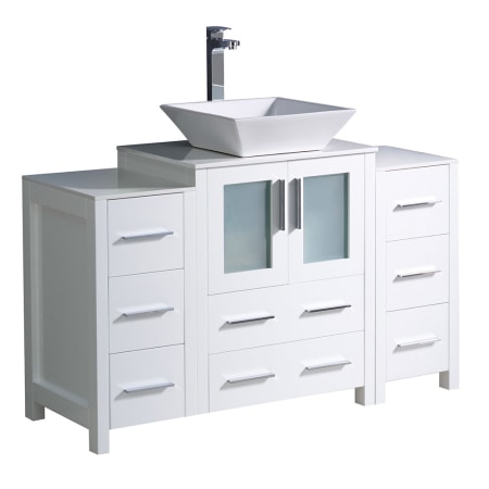 Fresca Torino 48" Free Standing Vanity Set with Engineered Wood Cabinet, Ceramic Vanity Top, and Single Vessel Sink White