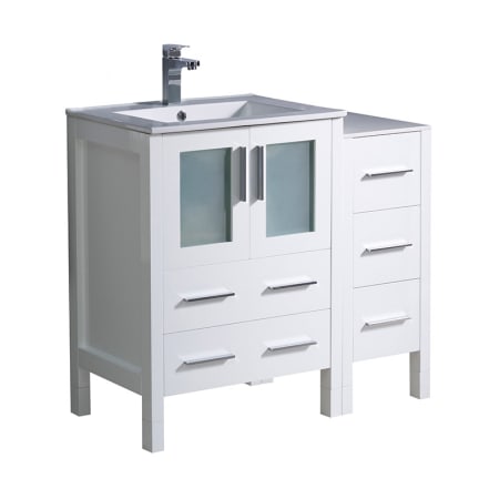Fresca Torino 36" Free Standing Single Vanity Set with Engineered Wood Cabinet and Ceramic Vanity Top - Less Faucet White
