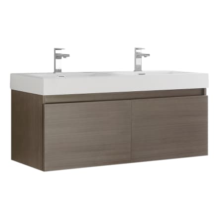 Fresca Mezzo 48" Wall Mounted Double Basin Vanity Set with Wood Cabinet and Stone Vanity Top Gray Oak