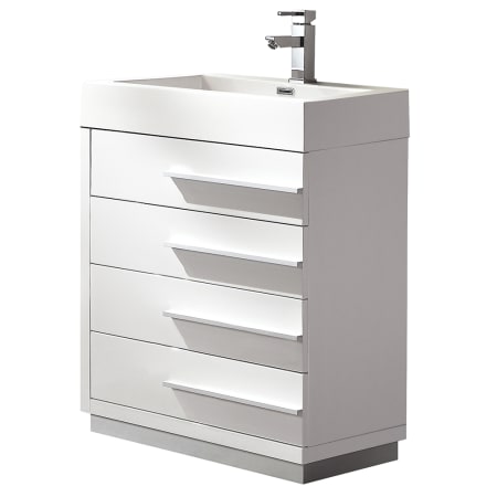 Fresca Livello 23-3/8" Free Standing Vanity Set with Engineered Wood Cabinet and Single Acrylic Integrated Sink White
