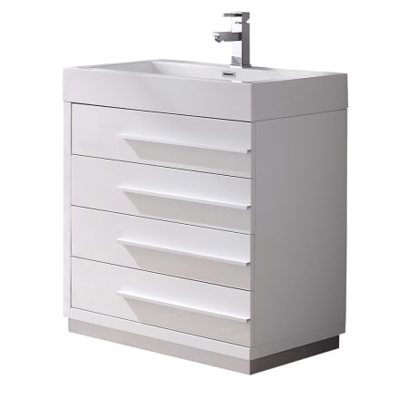 Fresca Livello 30" Free Standing Single Basin Vanity Set with Engineered Wood Cabinet and Acrylic Integrated Sink White