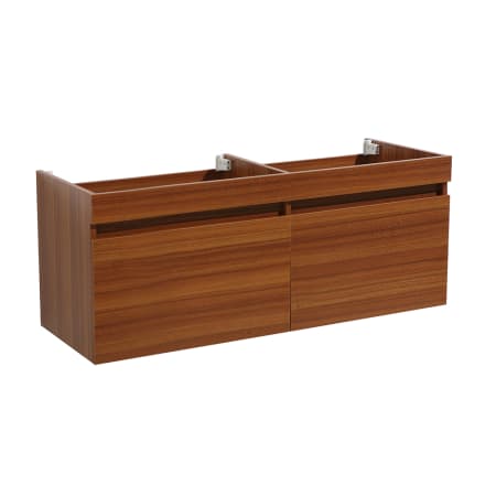 Fresca Mezzo 59" Double Wall Mounted MDF Vanity Cabinet Only with Two Drawers - Less Vanity Top Teak