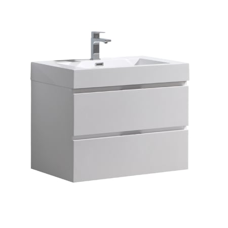 Fresca Valencia 30" Wall Mounted / Floating Single Vanity Set with Wood Cabinet and Acrylic Vanity Top Glossy White