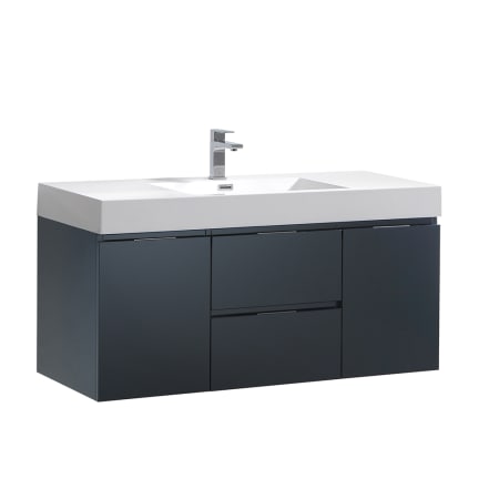 Fresca Valencia 48" Wall Mounted / Floating Single Vanity Set with Wood Cabinet and Acrylic Vanity Top Dark Slate Gray