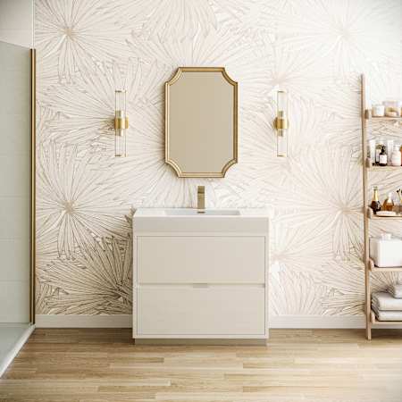 Fresca Valencia 36" Free Standing Single Basin Vanity Set with Cabinet and Acrylic Vanity Top Glossy White