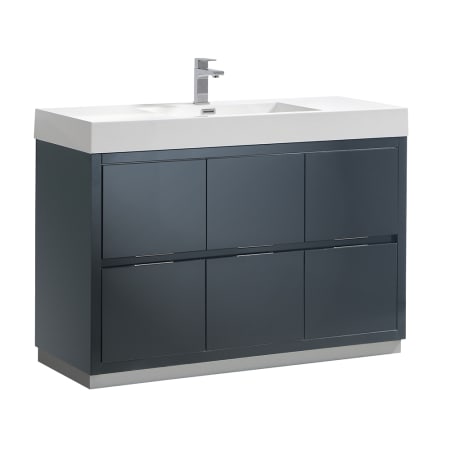 Fresca Valencia Single Vanity Set with Wood Cabinet and Acrylic Vanity Top Dark Slate Gray