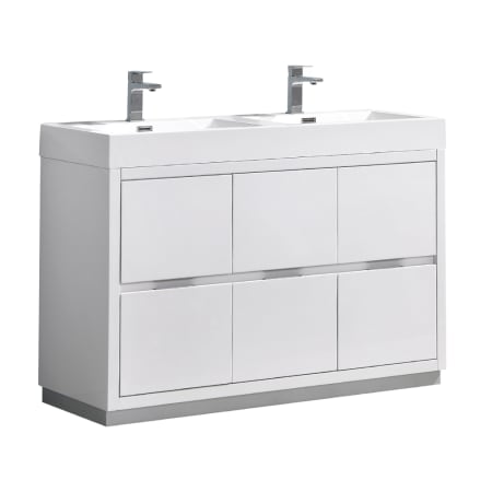 Fresca Valencia Double Vanity Set with Wood Cabinet and Acrylic Vanity Top Glossy White
