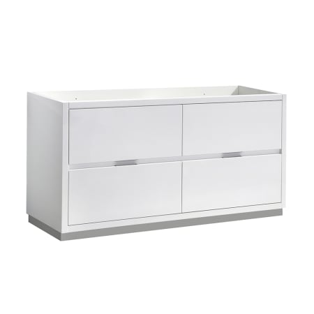 Fresca Valencia 60" Double Free Standing Vanity Cabinet Only - Less Vanity Top Glossy White