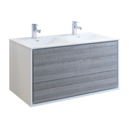Fresca Catania 48" Wall Mounted Double Basin Vanity Set with MDF Cabinet and Acrylic Vanity Top Ash Gray
