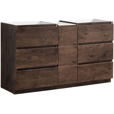Fresca Lazzaro 60" Double Free Standing Manufactured Wood Vanity Cabinet Only - Less Vanity Top Rosewood