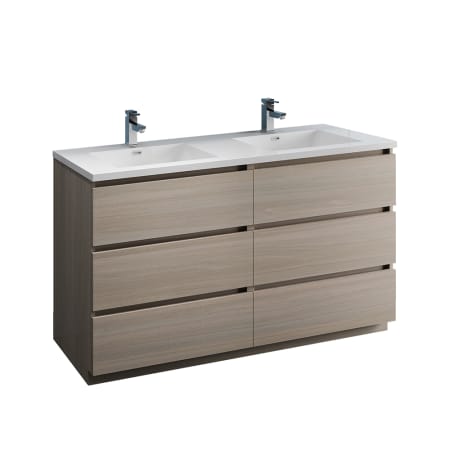 Fresca Lazzaro 60" Free Standing Double Basin Vanity Set with MDF Cabinet and Acrylic Vanity Top Gray Wood