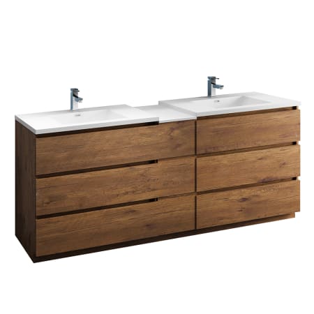 Fresca Lazzaro 84" Free Standing Double Basin Vanity Set with MDF Cabinet and Acrylic Vanity Top Rosewood